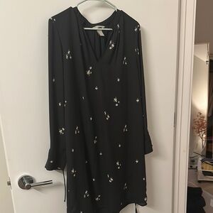 H&M Black Dress with White Floral Accents